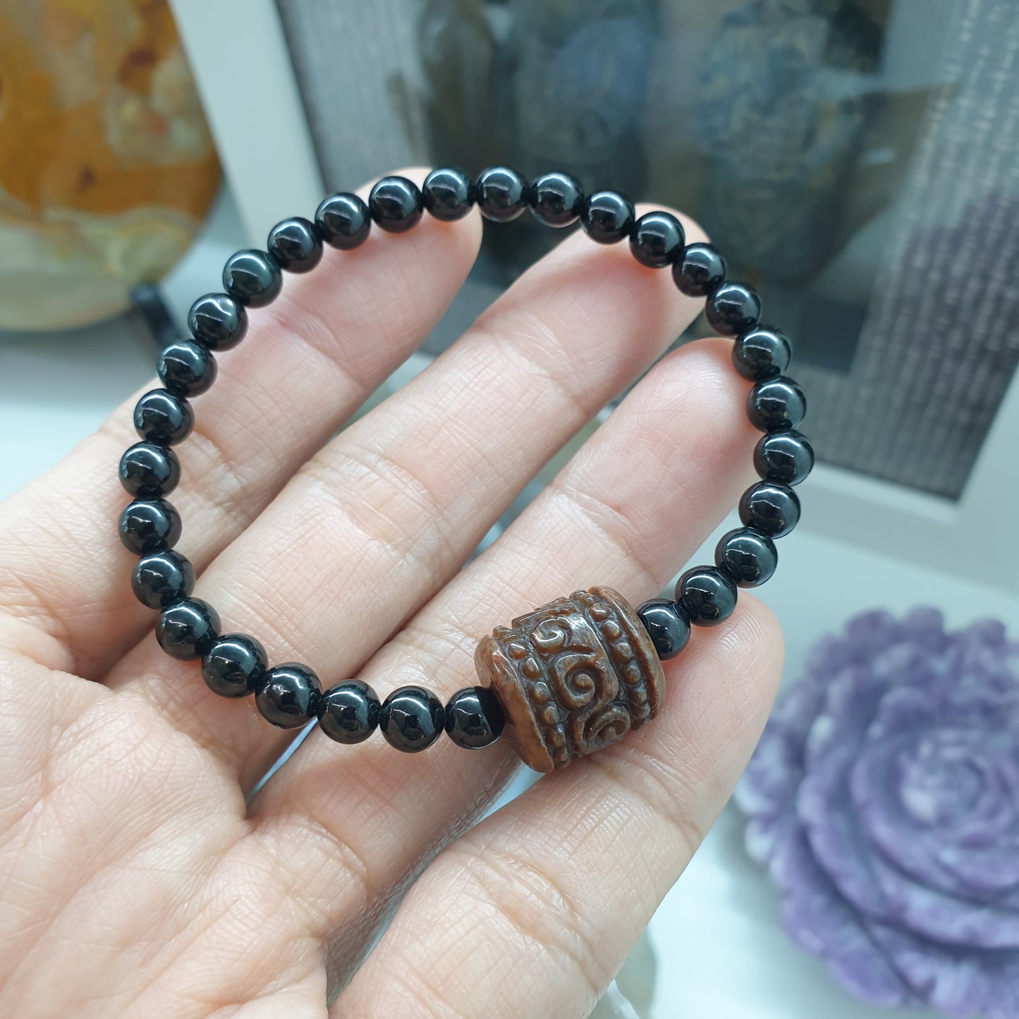 Black Jade Wish Fulfilling Bracelet 17cm Brown Jade Ru Yi Charm Natural Jadeite