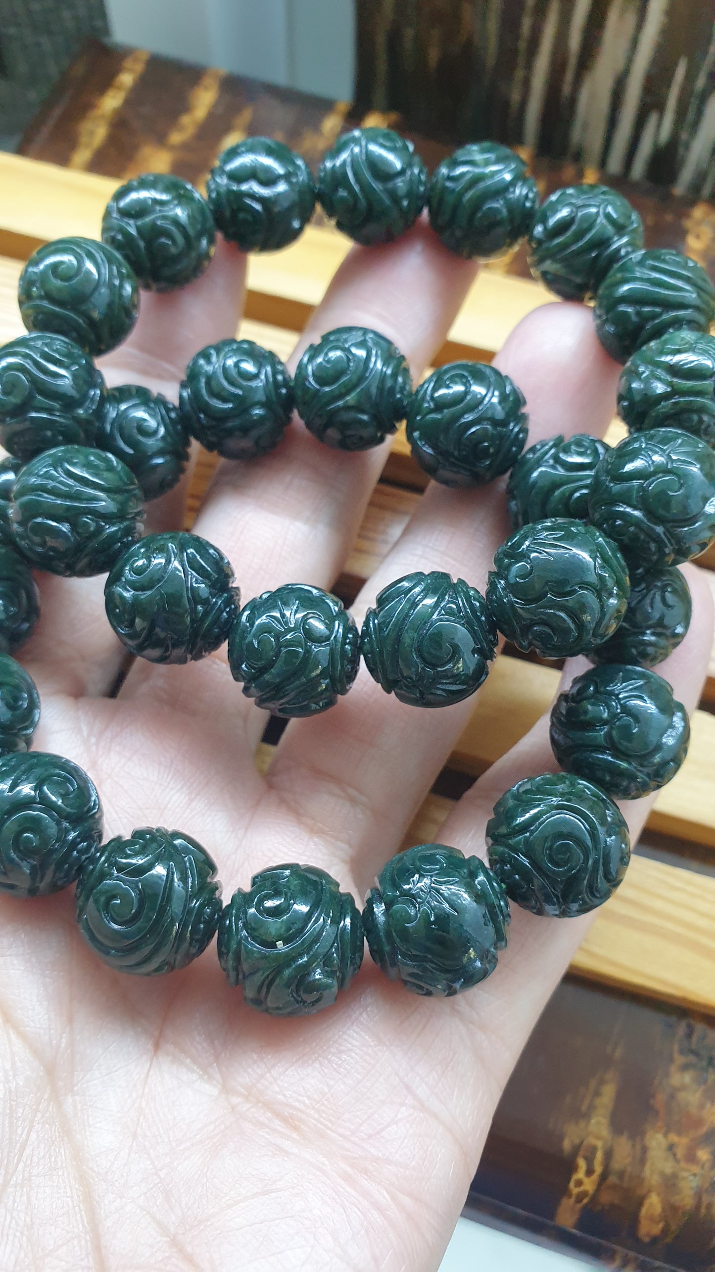 Black Green Jade Ru Yi Bracelets 17cm Fei Cui Myammar Jadeite Type A