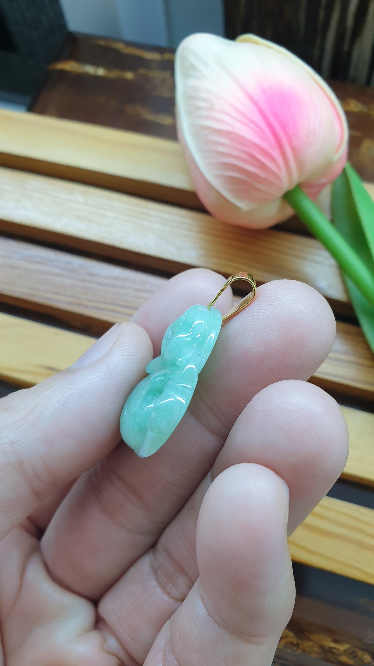 Jade Happy Buddha Pendants 9K Gold Fei Cui Type A Myanmar Jadeite
