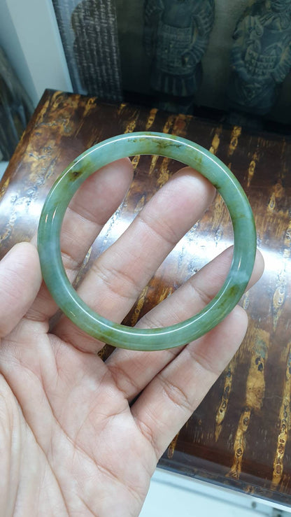 Honey Green Jade Cylindrical Bangle (Size 58 - 59) | Type A Natural Jadeite