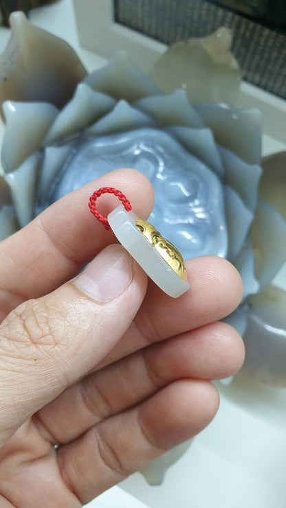24K Gold Cicada Pendant | (4D Printed / Coated) | Natural Hetian Jade | Lucky Red Thread