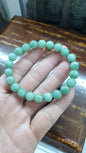 Type A Natural Green Jadeite Beaded Bracelet 17cm with 9mm Beads