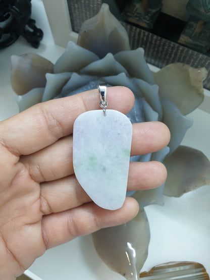 Natural Jadeite Dog Tag Pendant Sterling Silver - Honey Green or Lavender