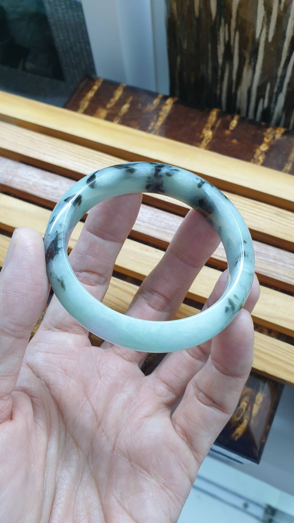 Rare Jadeite Bangles S55.5-59 Natural Lavender Green Black Jade