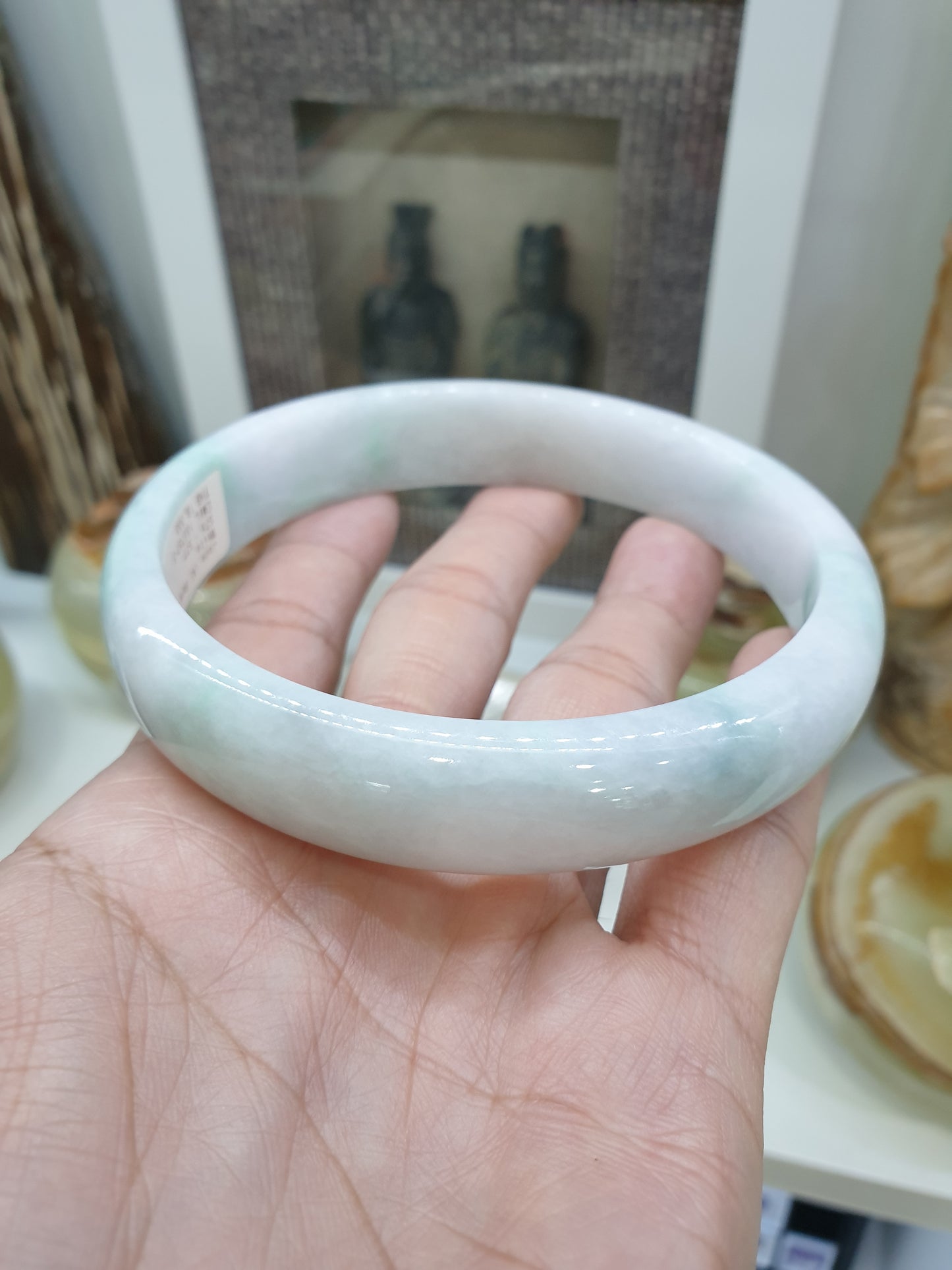 Plus Size White Jade Bangle (Size 78 - 79) (Selection) | Type A Jadeite Vintage Bracelet