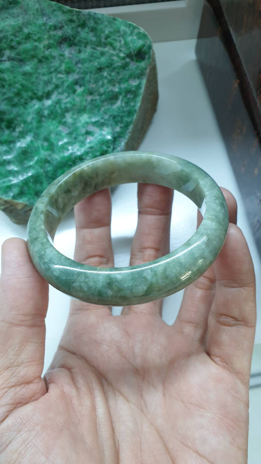 Jade Everyday Bangle S59 Velvet Green Type A Myanmar Jadeite