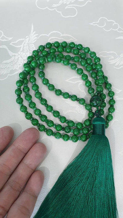 Mawsitsit Japa Mala Necklace Handcrafted 108 Prayer Beads Natural Stones
