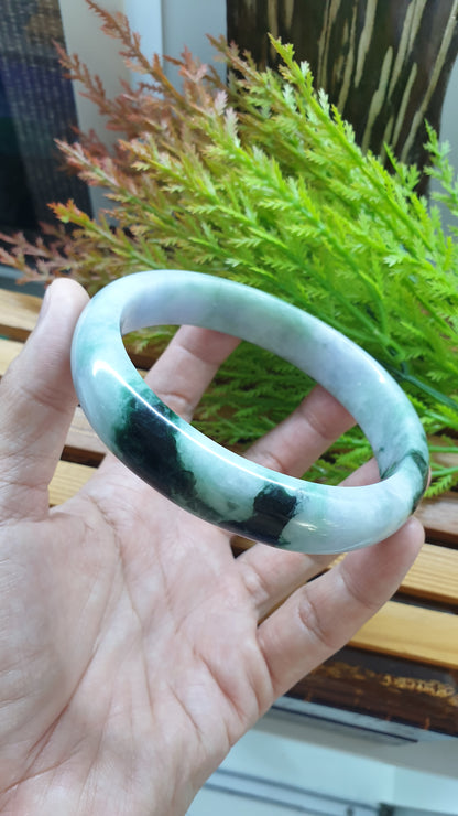 Plus Size Jade Bangle S76.5 Lavender Green Fei Cui Type A Myanmar Jadeite