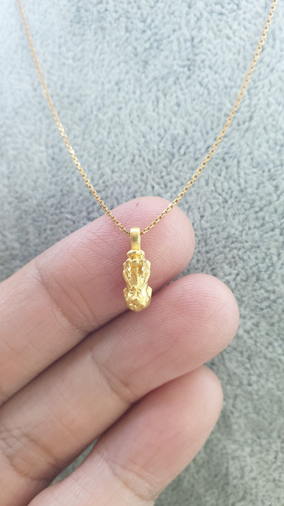 Fortune Dragon Pixiu Necklace (16") | Pure 24K Gold Pixiu | Solid 18K Gold Chain
