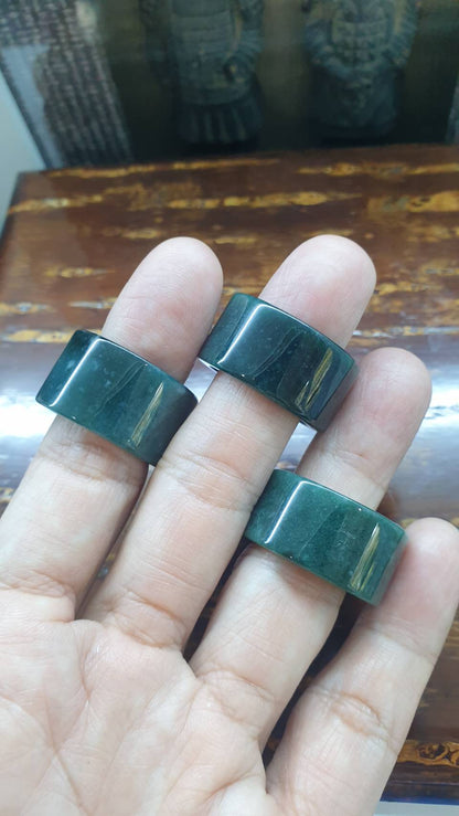Olmec Blue Jade Archer Ring Type A Natural Jadeite US Sizes 11.5 to 12