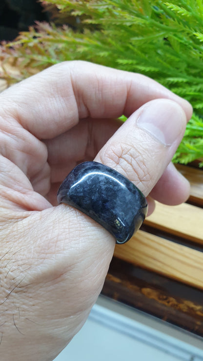 Black Jade Thumb Ring 10.5US Type A Natural Myanmar Jadeite