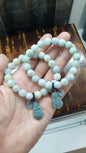 Lotus Beads Bracelet with Guan Yin Pendant (17.5 cm) | Type A Natural Jadeite | Good Fortune Wrist Accessory