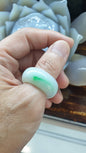 Type A Natural Jadeite Moss in Snow Domed Ring - US Size 12