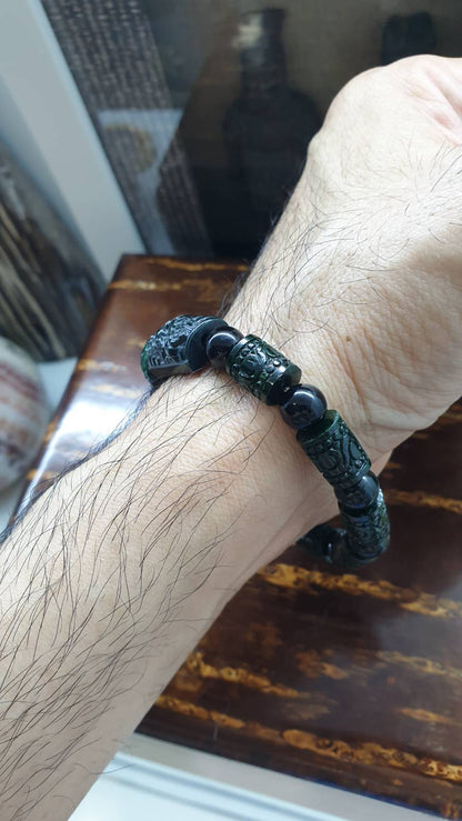 Jade Pixiu & Ru Yi Charmbracelet (17.5 cm) | Type A Natural Jade | His or Hers Luckycharm Jewelry