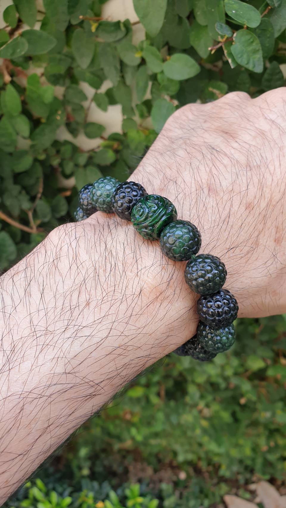 Ru Yi on Bodhi Beads Bracelet 18cm Black Green Fei Cui Myanmar Jadeite