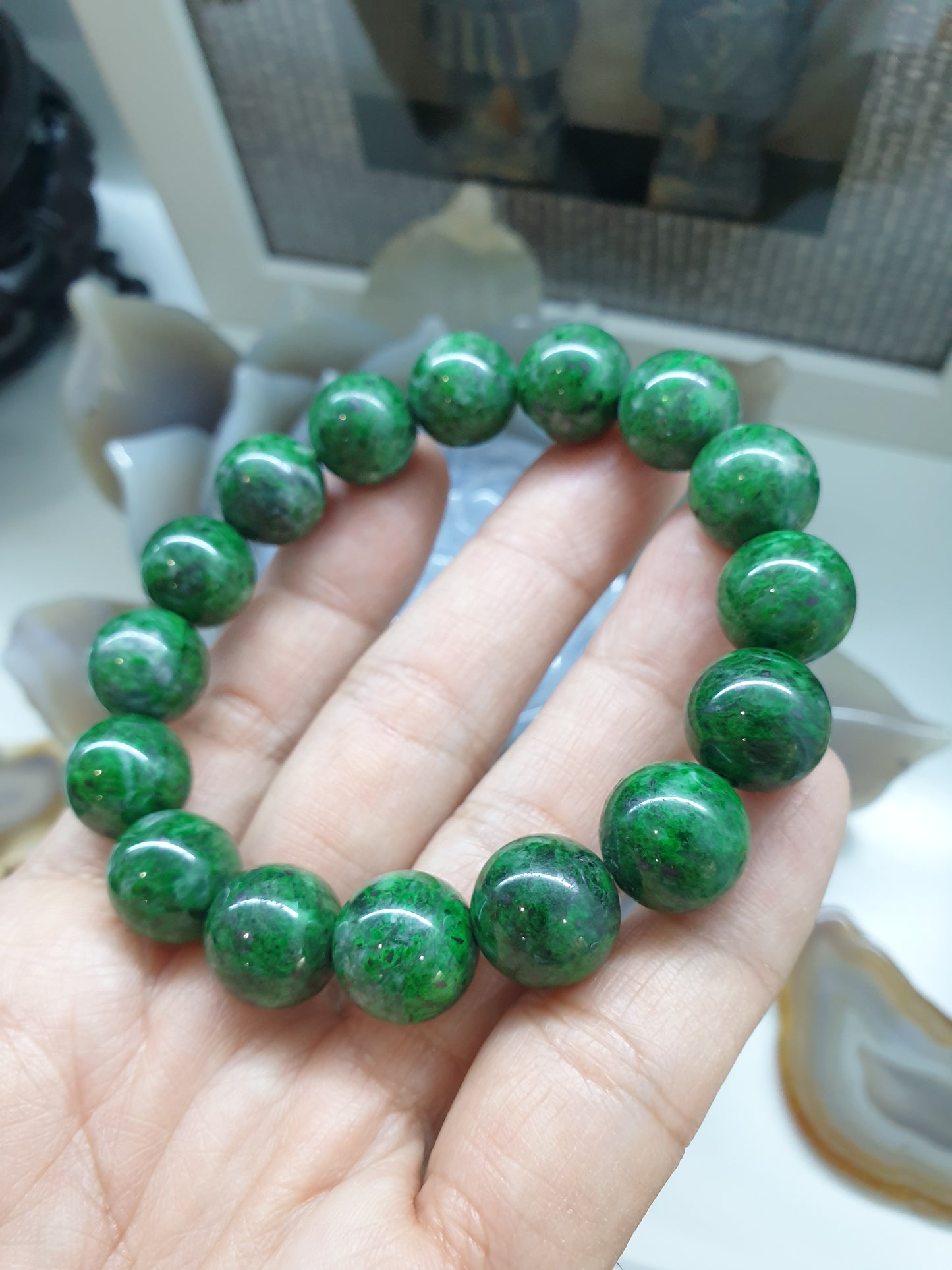 Mawsitsit Jade 13.5mm Round Beads Bracelet - Collectors Material