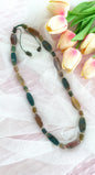 Moss Agate Beaded Necklace (24") | Natural Stones & Gold Vermeil Beads | Elegant Necklace for Lady Executives