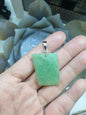 Green Jade Dog Tag Pendant (Selection) | Fei Cui - Type A Jadeite | Authentic Sterling Silver