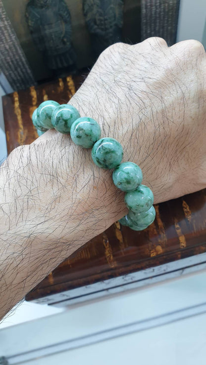 Gent's Style Jade Bracelet (18 cm) | Type A Natural Jadeite Vintage Beads
