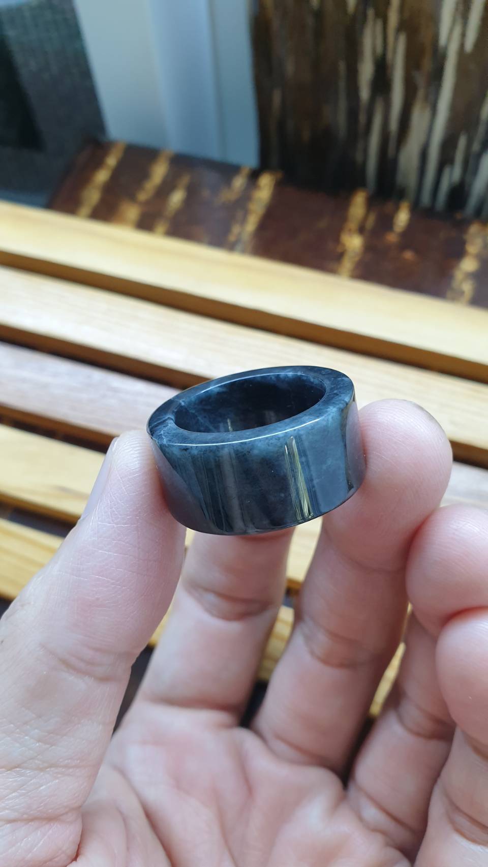 Gray Jade Archer's Ring 10.5 US Type A - Natural Burma Jadeite