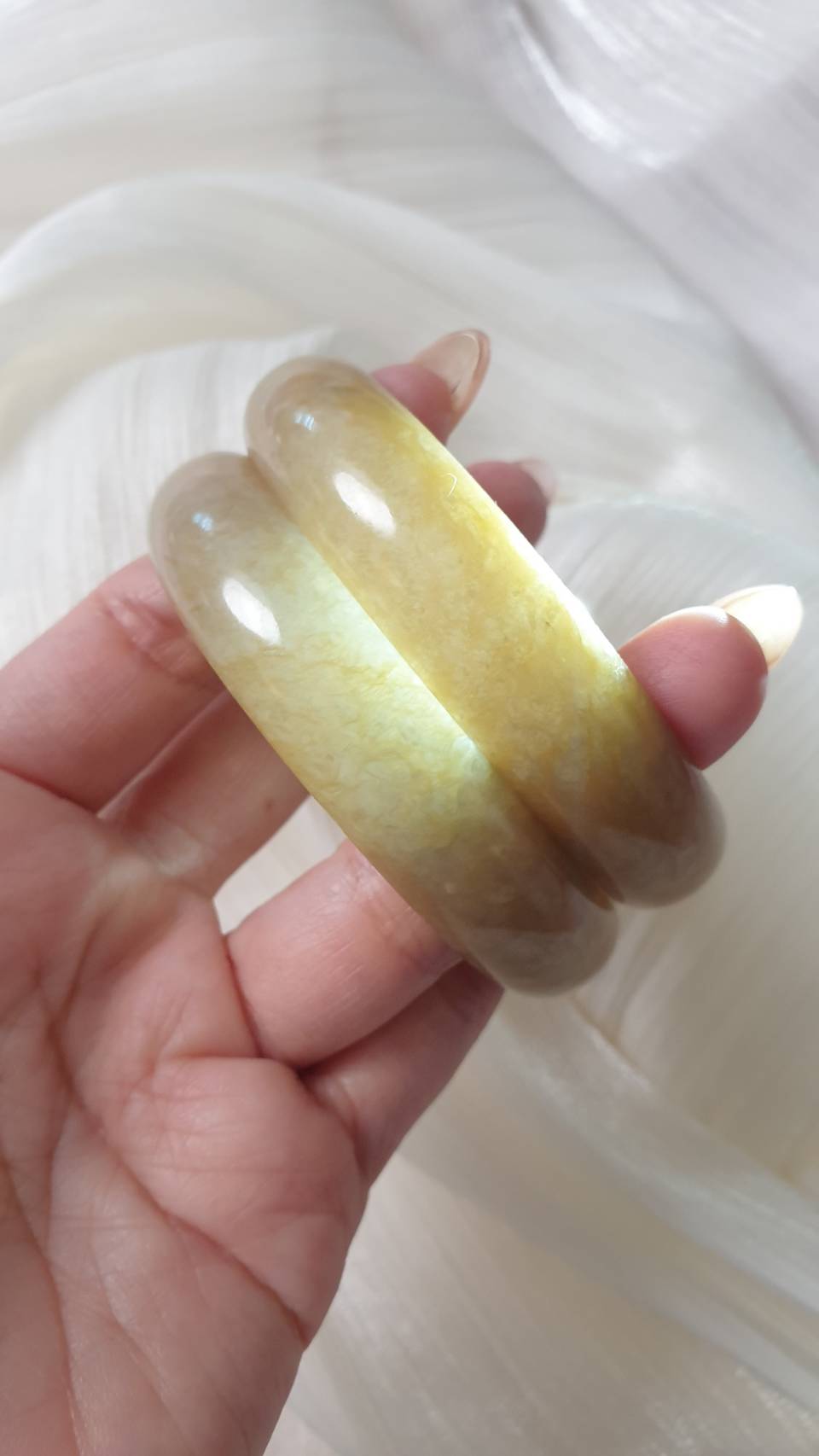 Natural Honey Jade Bangle S60 Type A Myanmar Jadeite