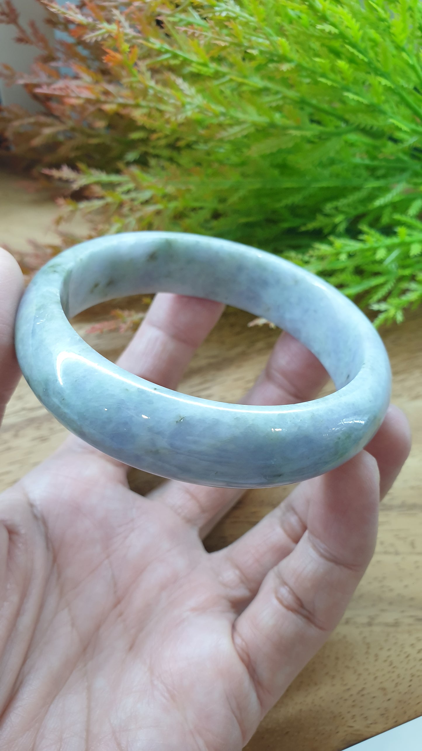 Lavender Jade Bangle S62.5 Speckled Type A Natural Burma Jadeite Fei Cui