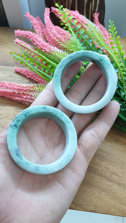 Kiddie Size Jade Bangle S42 S43 Type A Myanmar Jadeite Natural Smoky Green