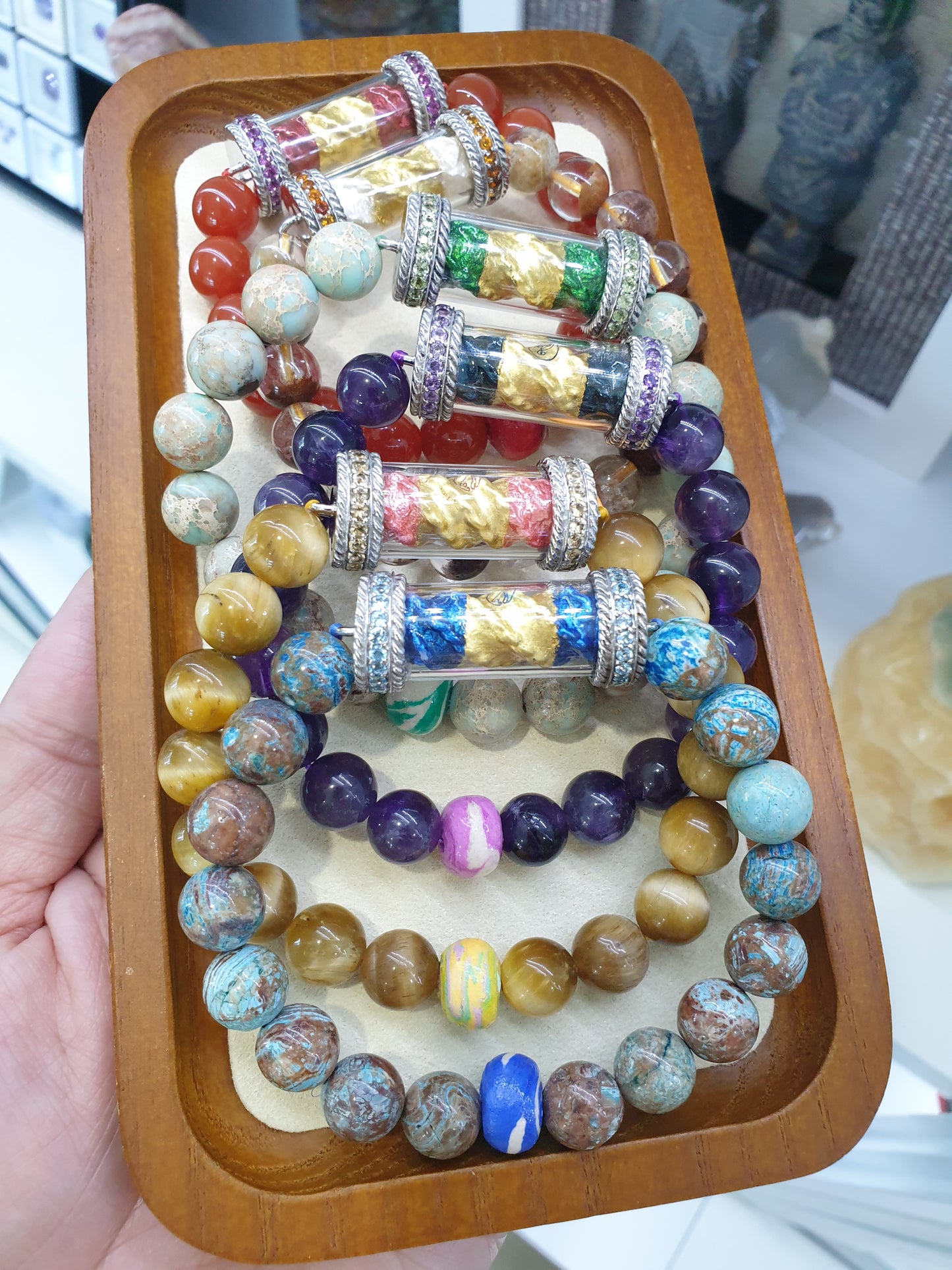 Sarika Roi Rang Charmbracelets 17cm, Natural Gemstones and Sterling Silver