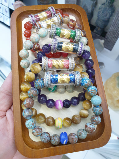 Sarika Roi Rang Charmbracelets 17cm, Natural Gemstones and Sterling Silver