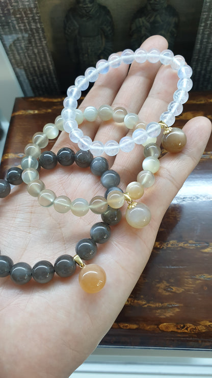 Moonstone Charmbracelet (16 cm),  Selection | Bead Charm in 18K Gold | Elegant Wristcandy For Her