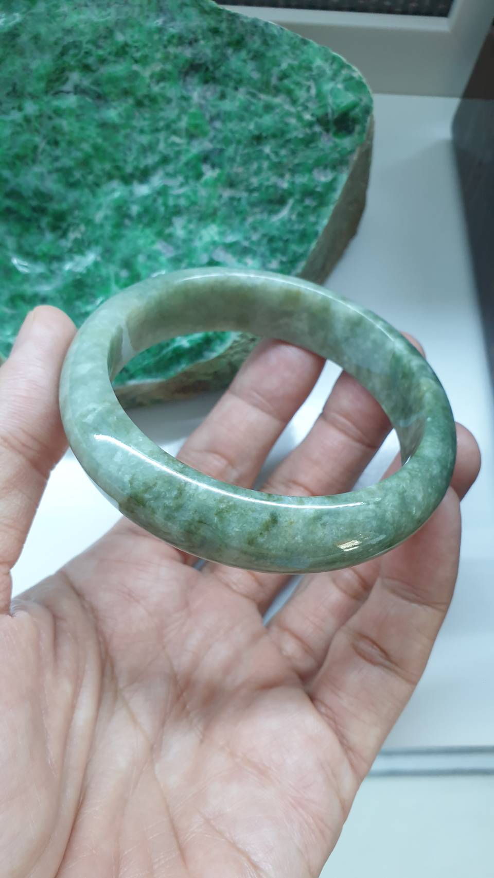 Jade Everyday Bangle S59 Velvet Green Type A Myanmar Jadeite