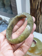Honey Gray Jade Bangle S53 Speckled Type A Natural Myanmar Jadeite