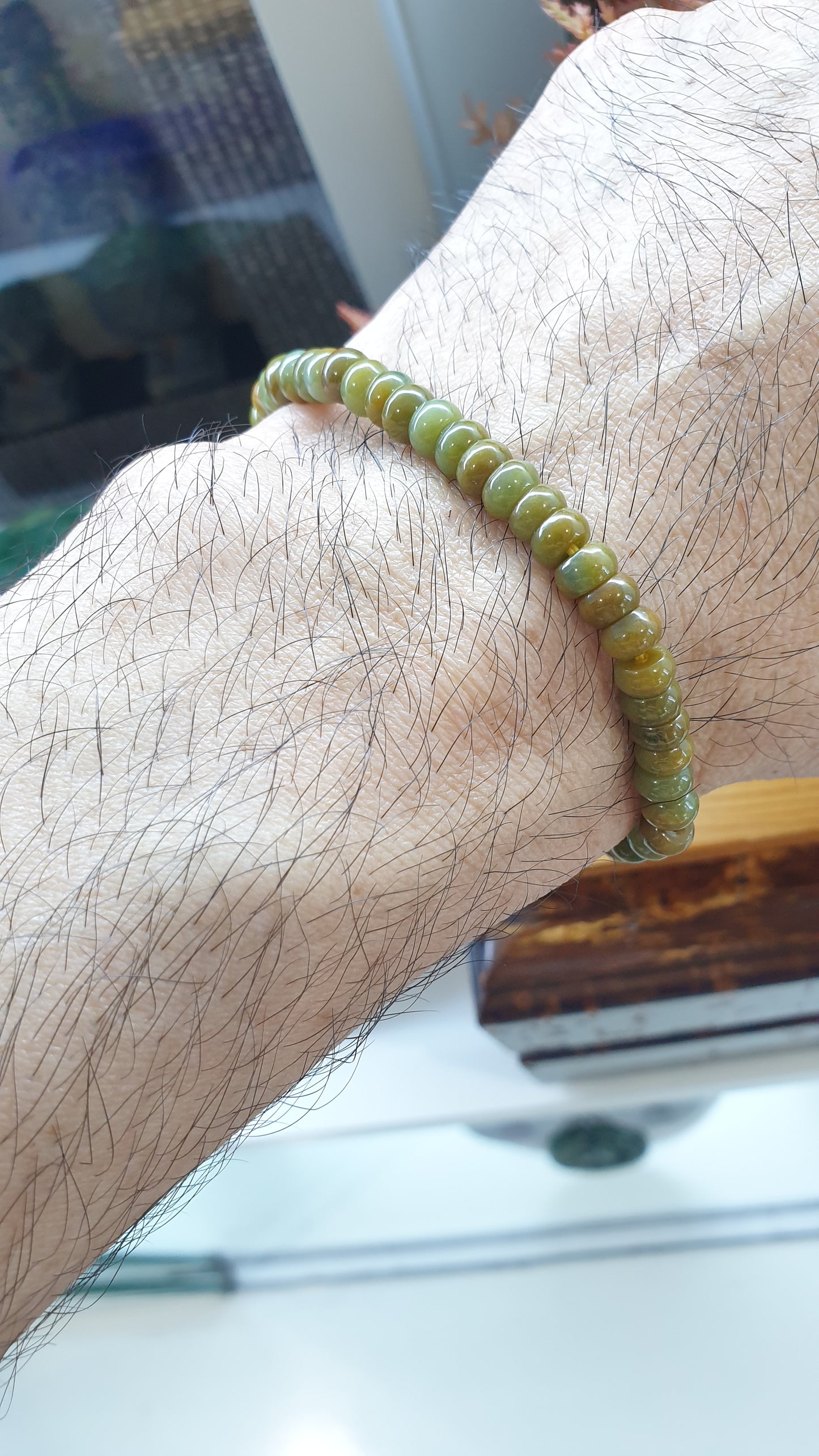 Jade Abacus Beads Bracelets 17cm Myanmar Jadeite Wealth Magnet Wristbands