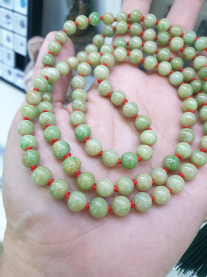 108 Beads Jade Japa Mala | Vintage Jadeite Beads - Type A | Handcrafted Meditation Beads