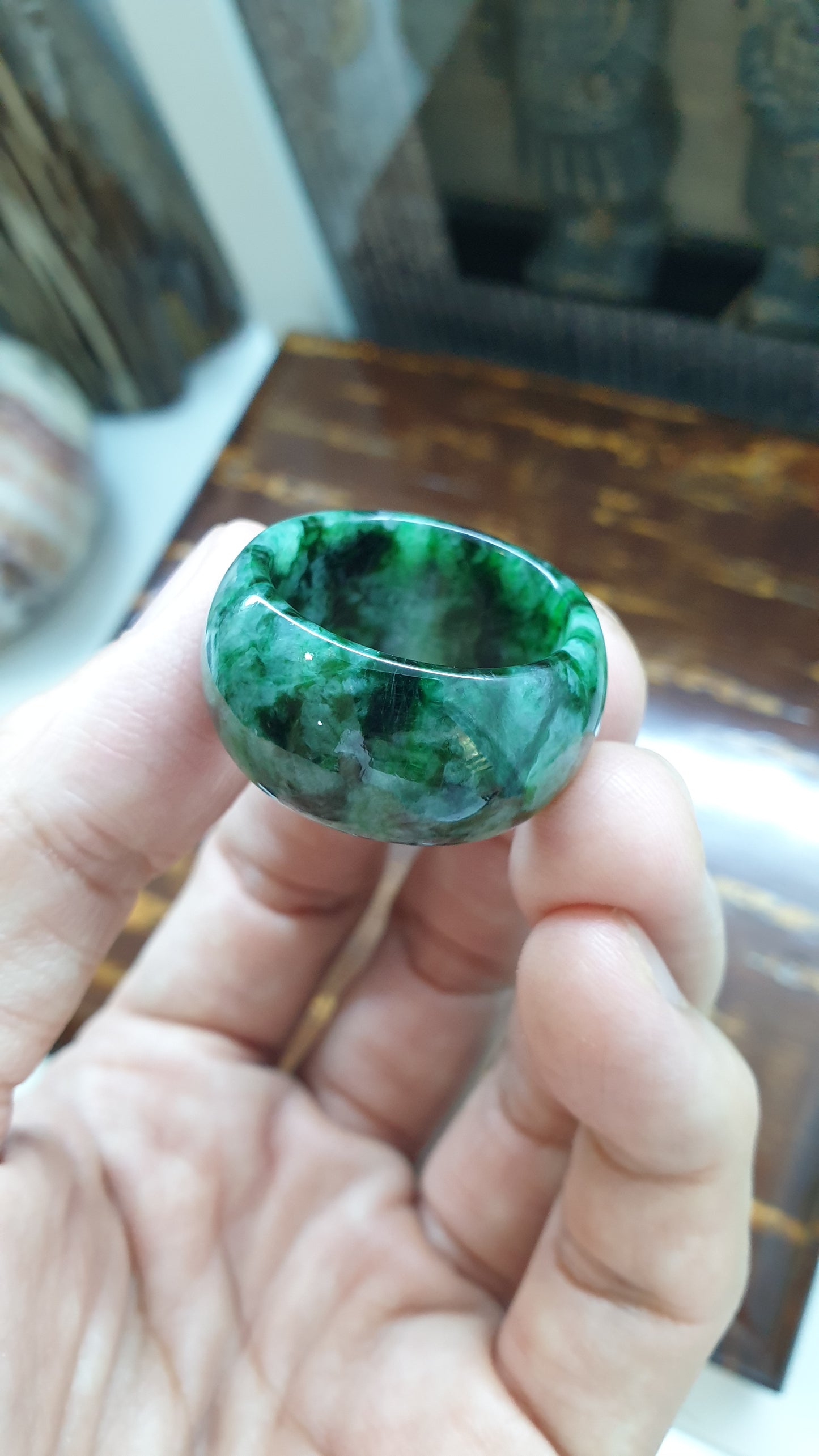 Gents Style - Domed Jade Ring (Size 13 US) | Fei Cui Type A Natural Jadeite | Rare - Collector's Piece