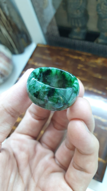Gents Style - Domed Jade Ring (Size 13 US) | Fei Cui Type A Natural Jadeite | Rare - Collector's Piece
