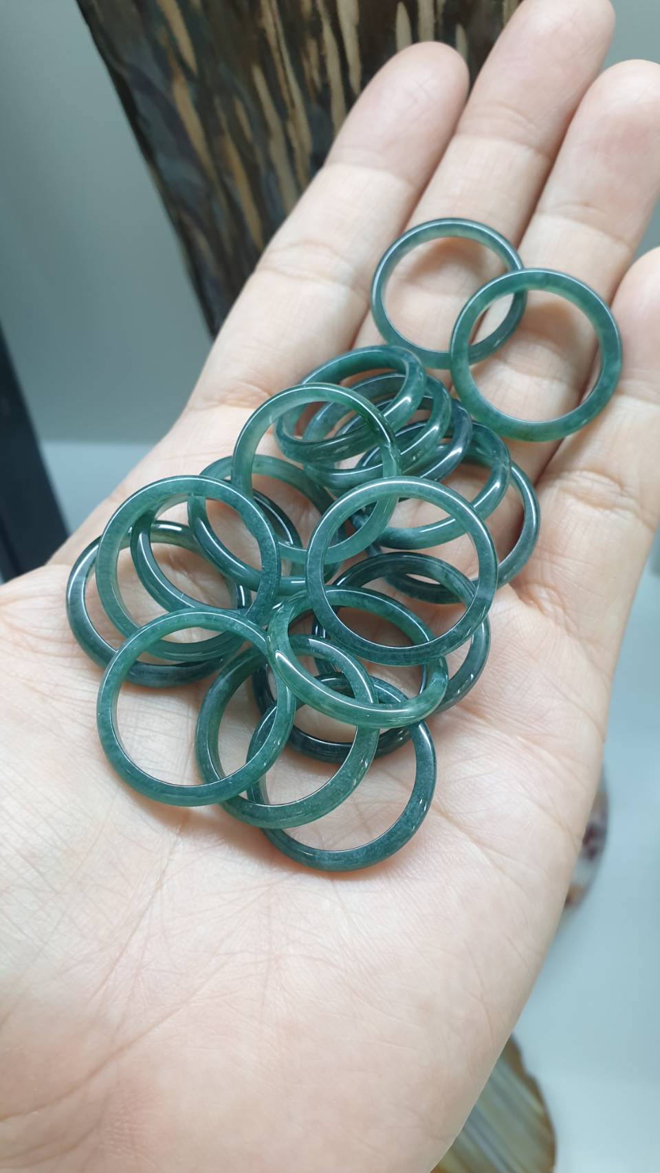 Stackable Deep Blue Jade Rings Natural Jadeite US Sizes 7.5 to 10.75