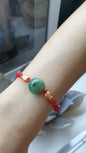 Jade & Koi Fish Red Thread Bracelet (Adjustable) | Pure 24K Gold | Fei Cui - Type A Jadeite