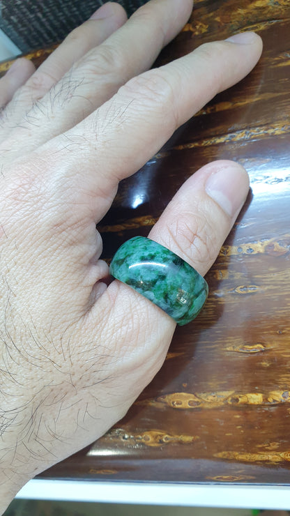 Gents Style - Domed Jade Ring (Size 13 US) | Fei Cui Type A Natural Jadeite | Rare - Collector's Piece