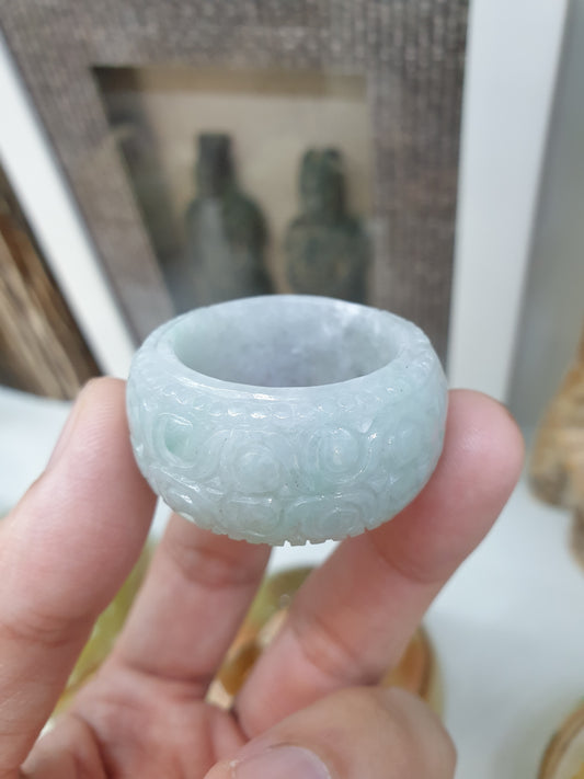 Vintage Ruyi Jade Archer's Ring (S21 US, 27 mm diameter) | Type A Natural Jadeite | Collector's Material