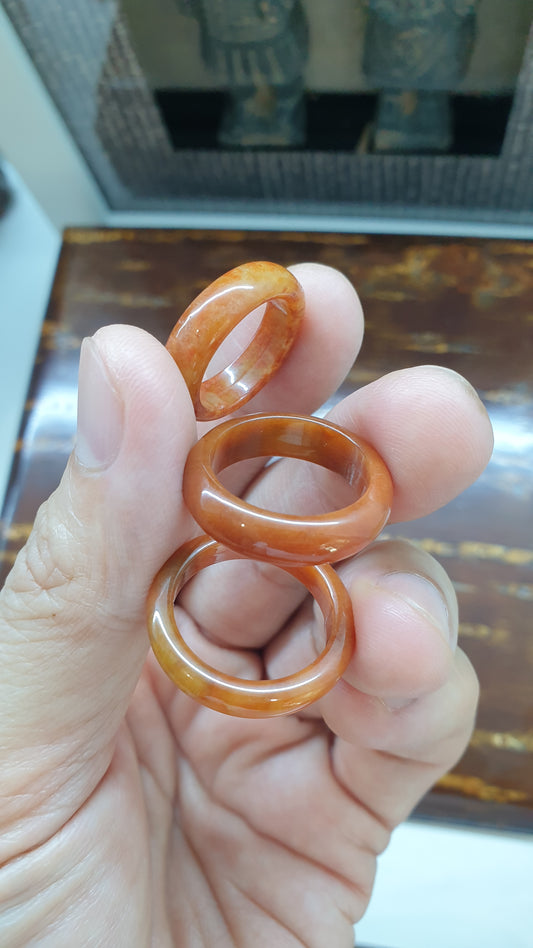 Red Jade Ring (Size 8 US) | Fei Cui Type A Natural Jadeite | His or Hers Fortune Bands