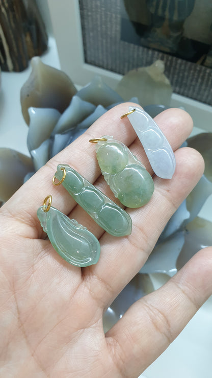 Jade Lucky Charm Pendants (Selection) | Solid Gold Loop Bails | Fei Cui Type A Jadeite