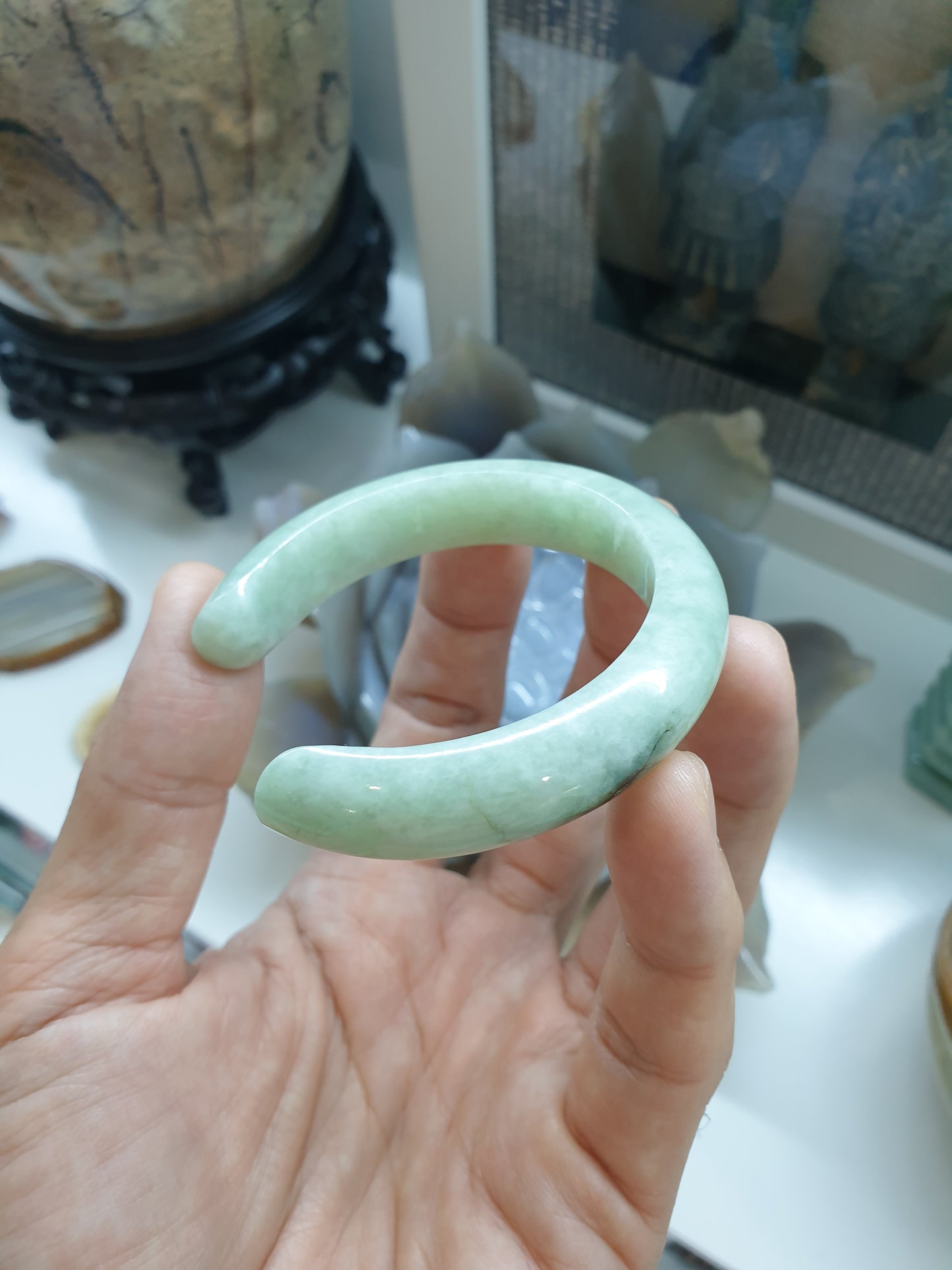 Jade Cuff Bangle Size 51 - 52 Type A - Natural Light Green Jadeite