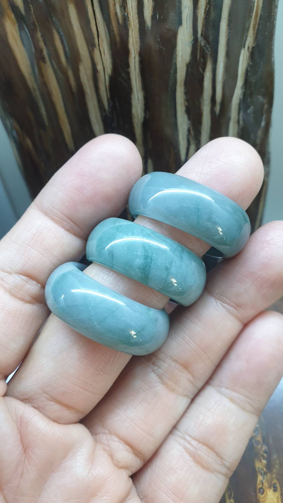 Lavender Blue Jade Plus-Size Rings 14-15 US - Type A Natural Jadeite