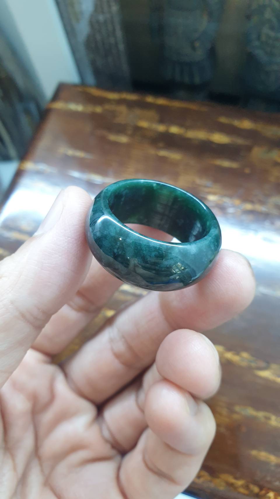 Gent's Style - Deep Blue Jade Ring (14.5 US) | Type A Natural Jadeite
