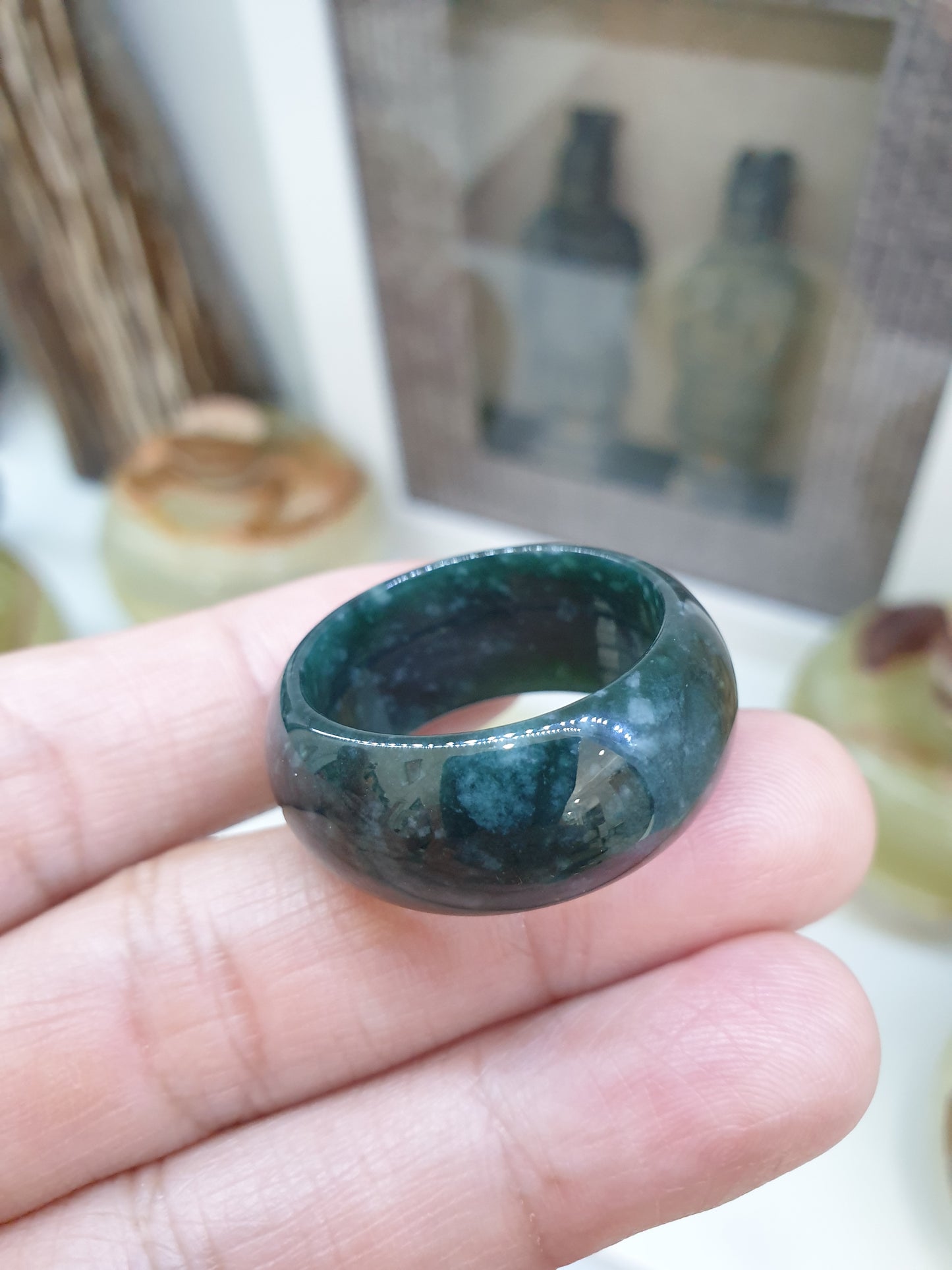 Gent's Style - Deep Blue Jade Ring (14.5 US) | Type A Natural Jadeite