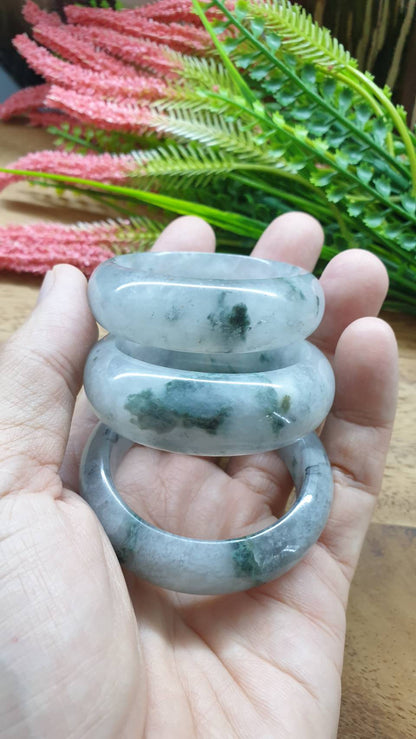 Kiddie Size Jade Bangle S39.5 to S42 Type A Myanmar Jadeite Icy Green Moss