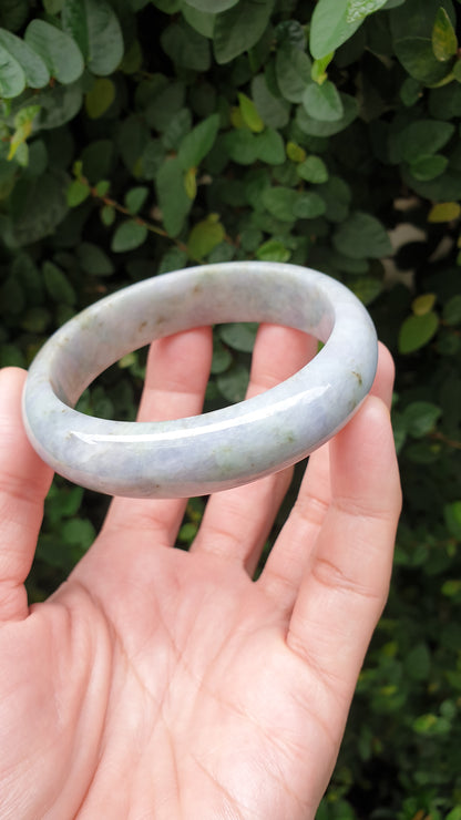 Lavender Jade Bangle S62.5 Speckled Type A Natural Burma Jadeite Fei Cui