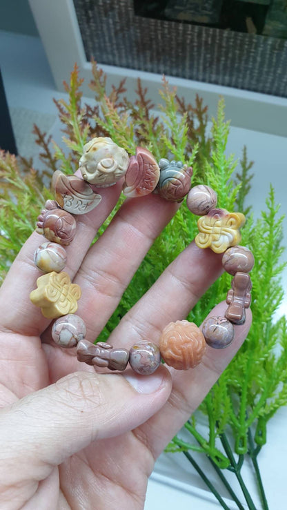 Alxa Jasper Money Toad Bracelet 16 cm - Natural Semiprecious Stones