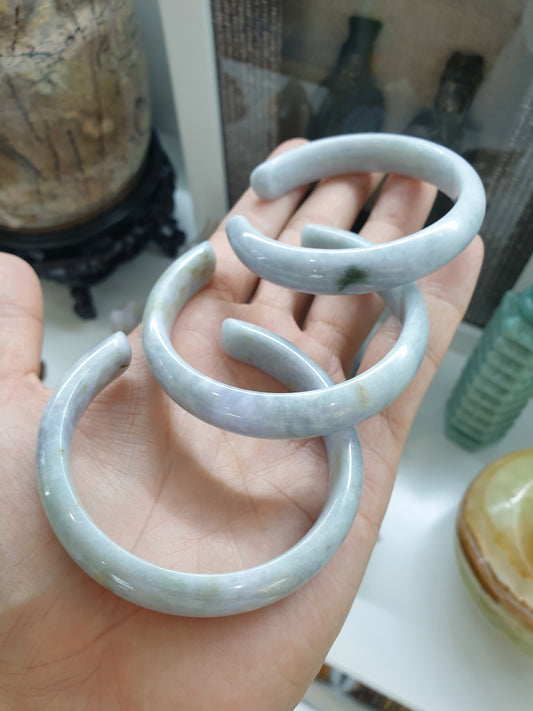 Jade Cuff Bangle (Size 57 - 58), Random Pick | Type A - Natural Lavender Jadeite | Vintage Wrist Accessory